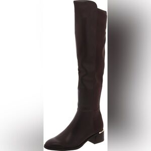 Calvin Klein Jotty Brown Over The Knee Boots 5.5 Almond Toe Low Heel Brand New